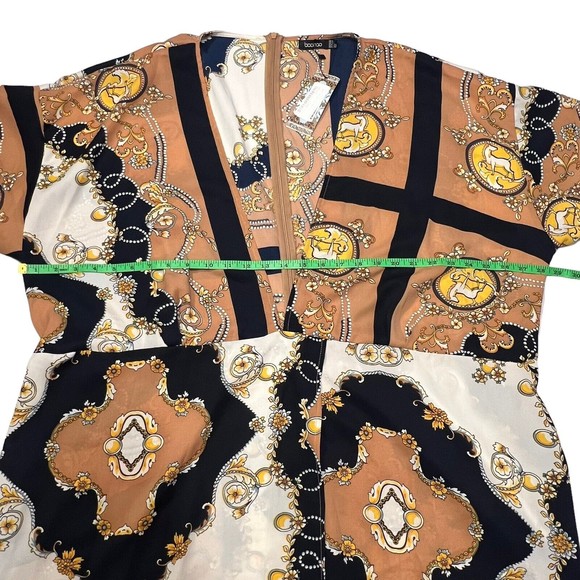 BooHoo Womens Dress Size 20 Multicolor Floral Plunge Neckline Kimono Sleeves - Picture 11 of 14